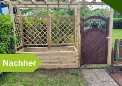 Gartenumbau in Engelskirchen: Neues Hochbeet und moderne Rankhilfe aus Holz