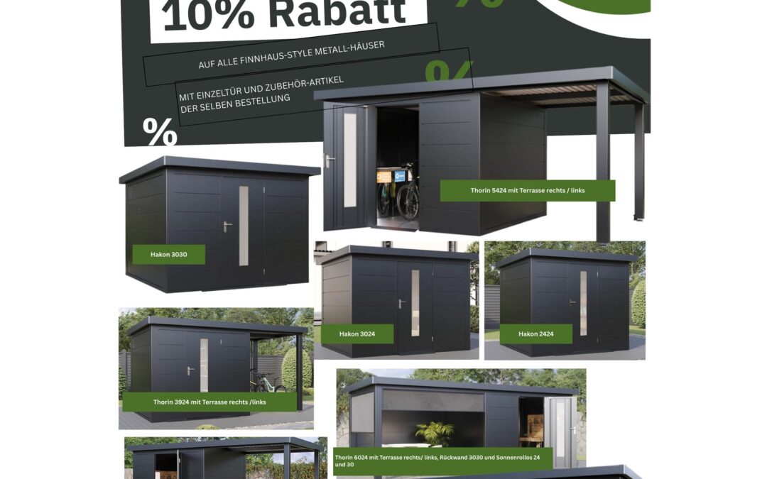 Spätsommer-Sale: 10 % Rabatt auf Metallhäuser und Zubehör bei Ueberberg