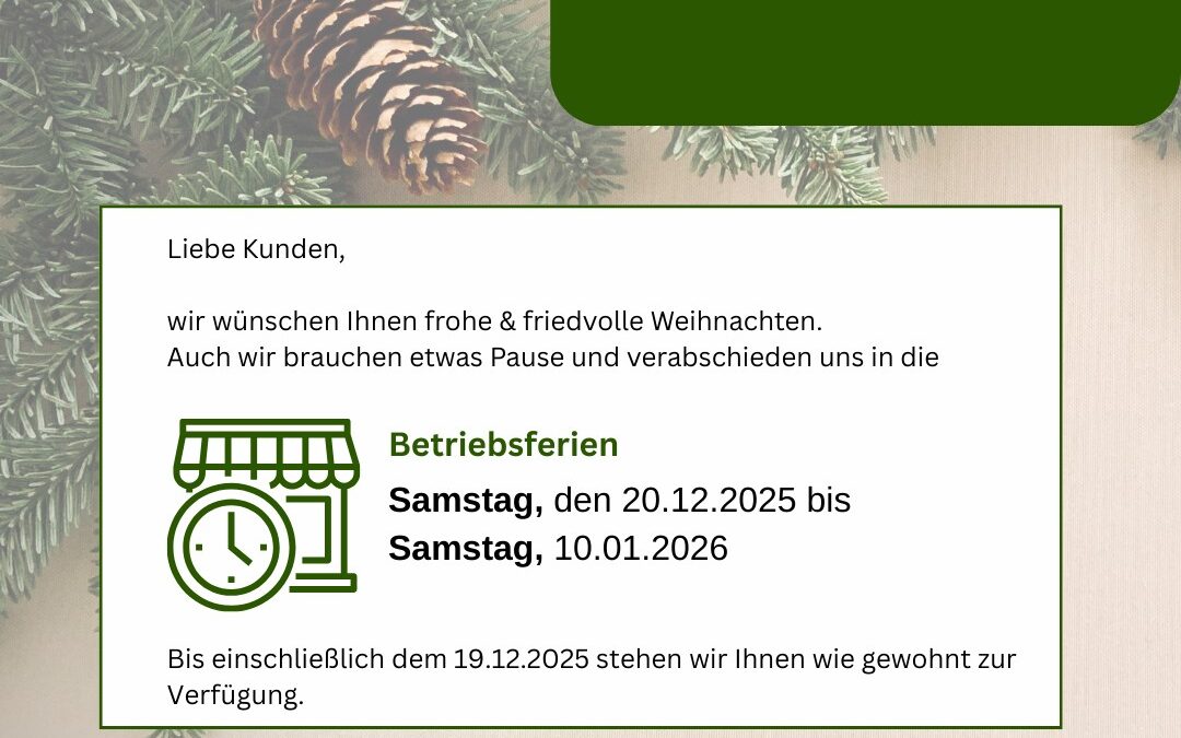Betriebsferien bei Ueberberg Holz im Garten – Weihnachtsgrüße und Pause 2025