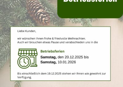Betriebsferien bei Ueberberg Holz im Garten – Weihnachtsgrüße und Pause 2025
