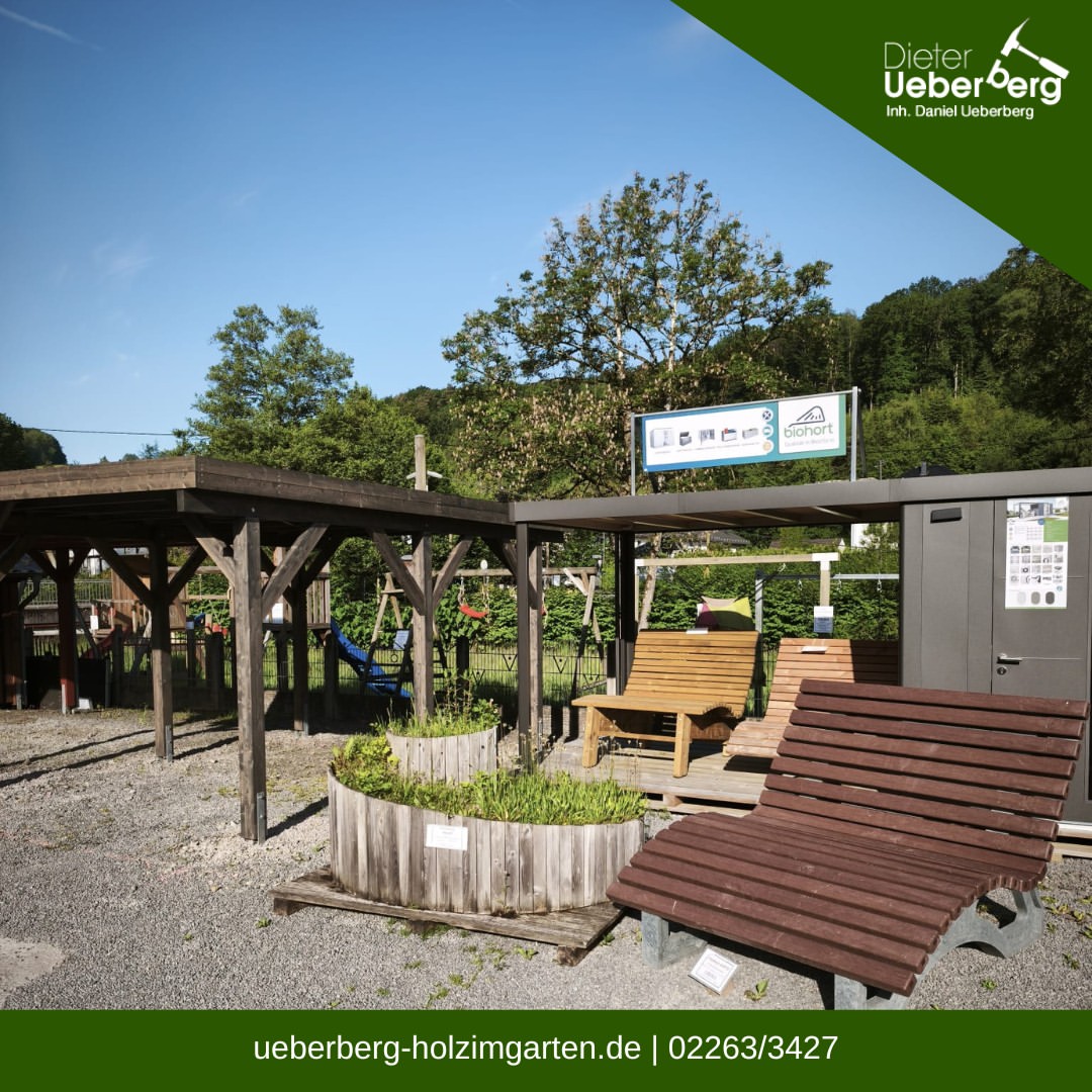 Ueberberg – Umbau der Ausstellungsfläche in Engelskirchen mit neuen Präsentationsflächen für Gartenholz und Überdachungen