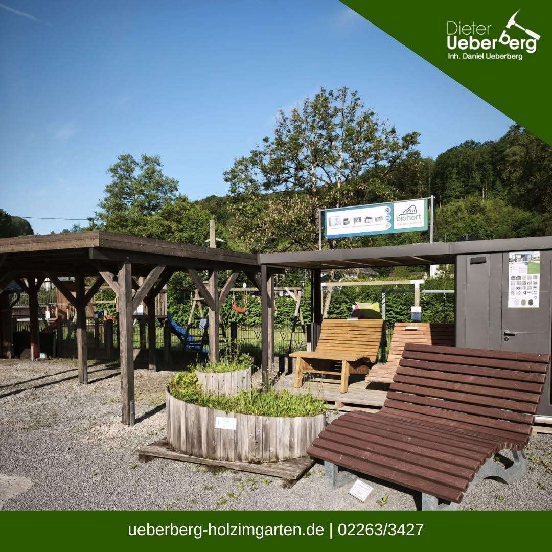 Ueberberg – Umbau der Ausstellungsfläche in Engelskirchen mit neuen Präsentationsflächen für Gartenholz und Überdachungen